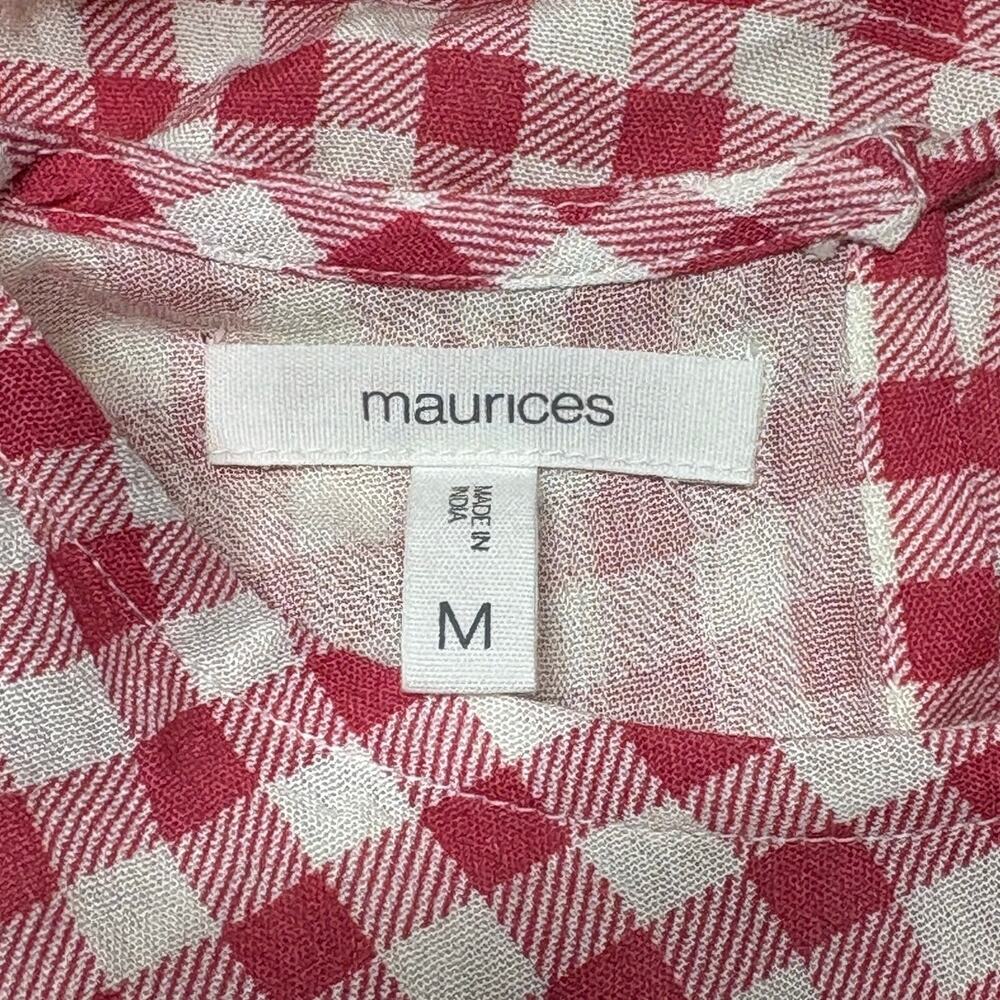 Maurices Red White Gingham Flutter Ruffle Sleeves… - image 3